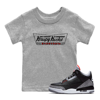 3s Black Cement shirts to match jordans Krispy Kicks sneaker match tees Air Jordan 3 Black Cement match shoes to clothes SNRT Sneaker Tees Youth Baby Heather Grey 1 tee