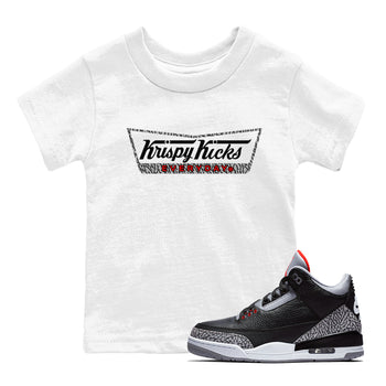 3s Black Cement shirts to match jordans Krispy Kicks sneaker match tees Air Jordan 3 Black Cement match shoes to clothes SNRT Sneaker Tees Youth Baby White 1 tee
