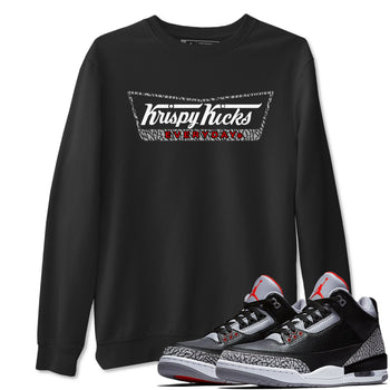 3s Black Cement shirts to match jordans Krispy Kicks sneaker match tees Air Jordan 3 Black Cement match shoes to clothes SNRT Sneaker Tees unisex cotton Black 1 shirts