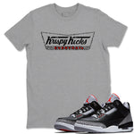 3s Black Cement shirts to match jordans Krispy Kicks sneaker match tees Air Jordan 3 Black Cement match shoes to clothes SNRT Sneaker Tees unisex cotton Heather Grey 1 shirts