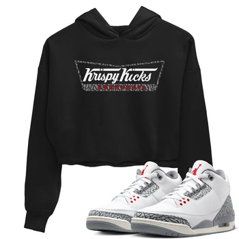 AJ3 Cement Grey shirts to match jordans Krispy Kicks sneaker match tees Air Jordan 3 Cement Grey SNRT Sneaker Tees streetwear brand Black 1 crop tee