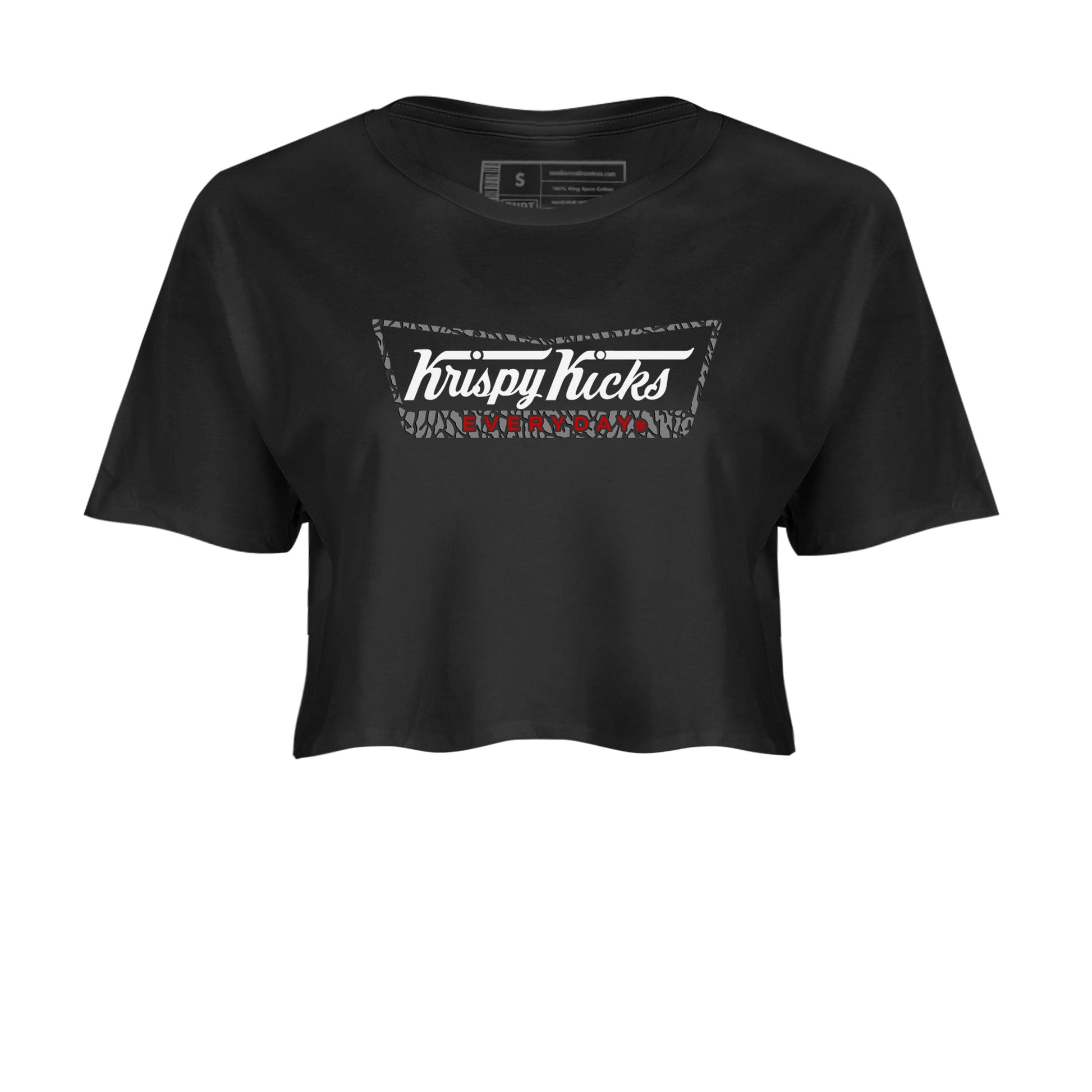 AJ3 Cement Grey shirts to match jordans Krispy Kicks sneaker match tees Air Jordan 3 Cement Grey SNRT Sneaker Tees streetwear brand Black 2 crop tee