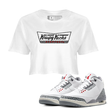AJ3 Cement Grey shirts to match jordans Krispy Kicks sneaker match tees Air Jordan 3 Cement Grey SNRT Sneaker Tees streetwear brand White 1 crop tee