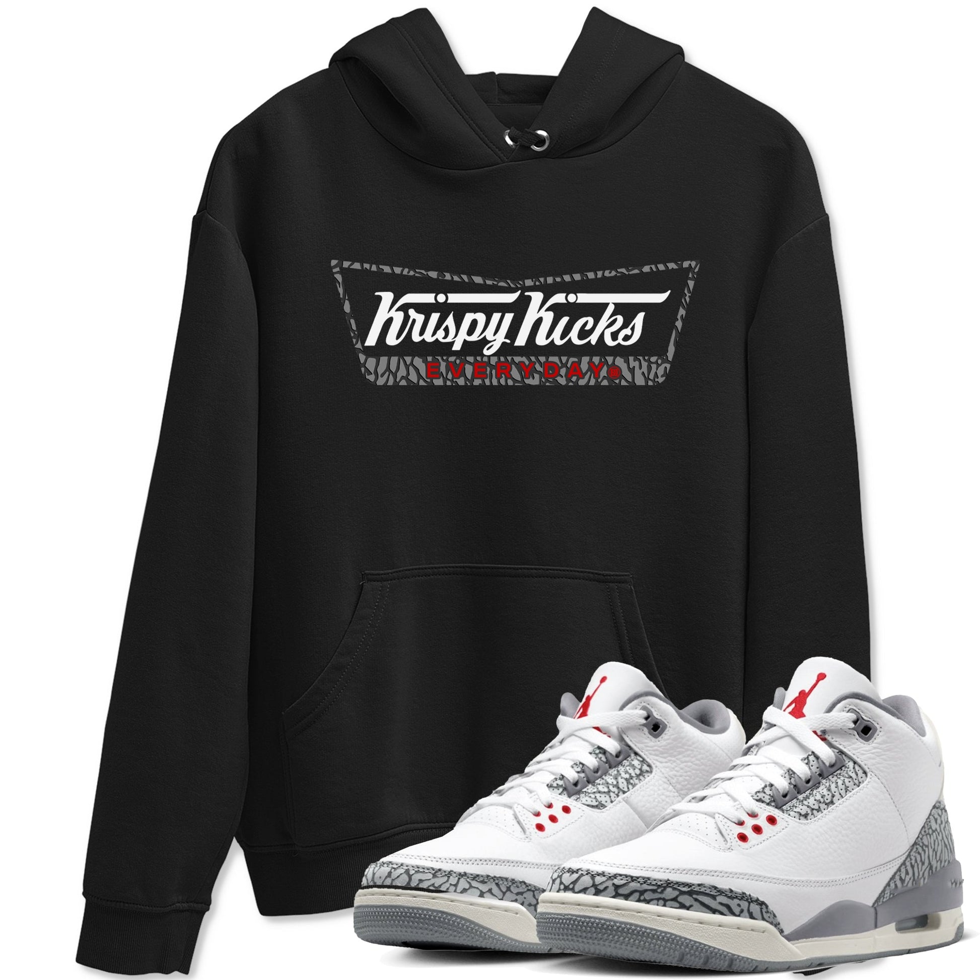 AJ3 Cement Grey shirts to match jordans Krispy Kicks sneaker match tees Air Jordan 3 Cement Grey SNRT Sneaker Tees streetwear brand Black 1 unisex cotton tee