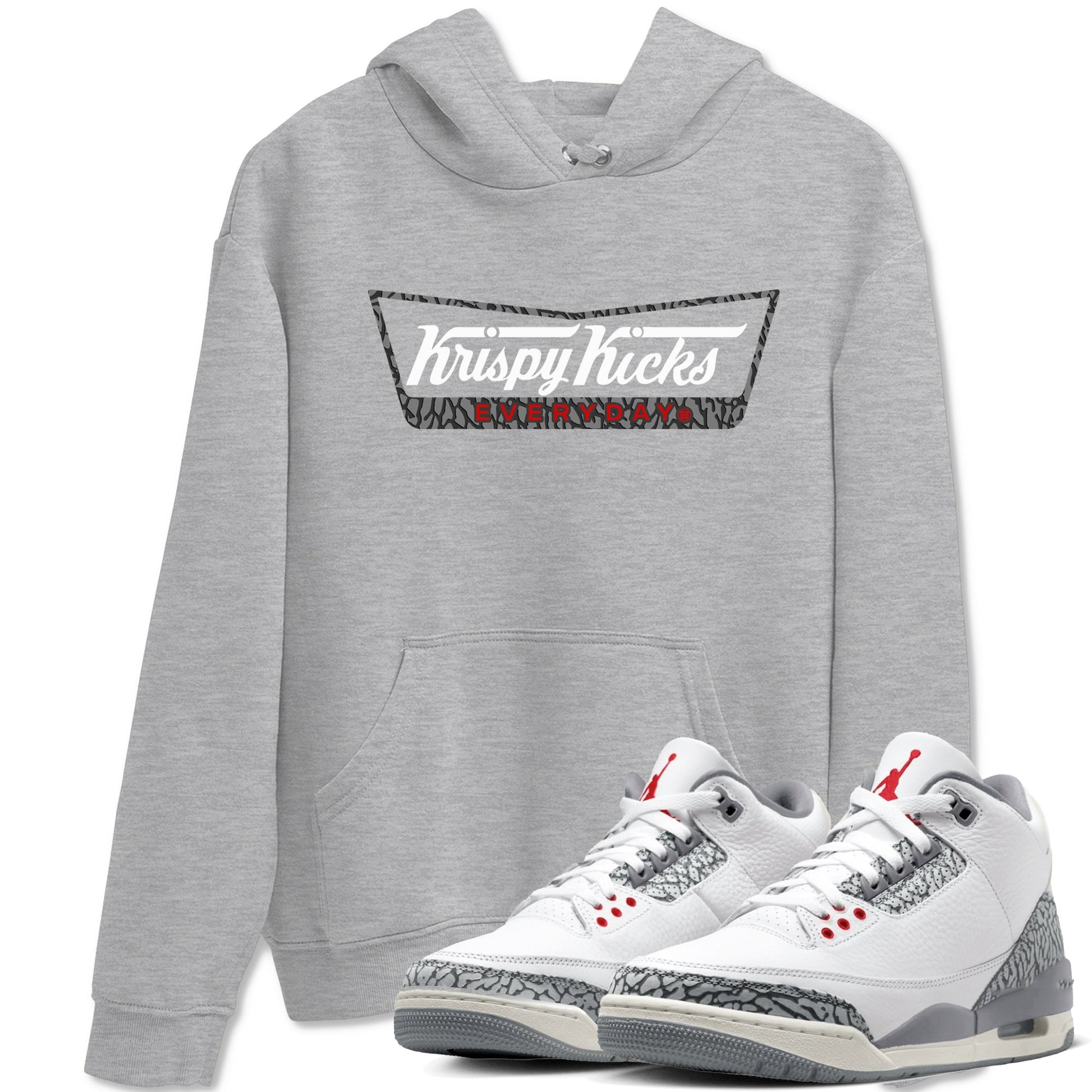 AJ3 Cement Grey shirts to match jordans Krispy Kicks sneaker match tees Air Jordan 3 Cement Grey SNRT Sneaker Tees streetwear brand Heather Grey 1 unisex cotton tee