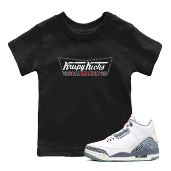 AJ3 Cement Grey shirts to match jordans Krispy Kicks sneaker match tees Air Jordan 3 Cement Grey SNRT Sneaker Tees streetwear brand Baby and Youth Black 1 cotton tee