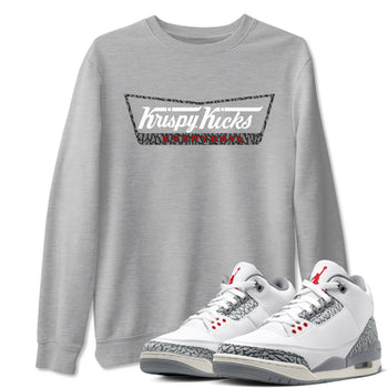AJ3 Cement Grey shirts to match jordans Krispy Kicks sneaker match tees Air Jordan 3 Cement Grey SNRT Sneaker Tees streetwear brand Heather Grey 1 unisex cotton tee