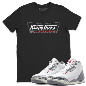 AJ3 Cement Grey shirts to match jordans Krispy Kicks sneaker match tees Air Jordan 3 Cement Grey SNRT Sneaker Tees streetwear brand Black 1 unisex cotton tee
