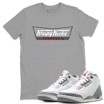 AJ3 Cement Grey shirts to match jordans Krispy Kicks sneaker match tees Air Jordan 3 Cement Grey SNRT Sneaker Tees streetwear brand Heather Grey 1 unisex cotton tee
