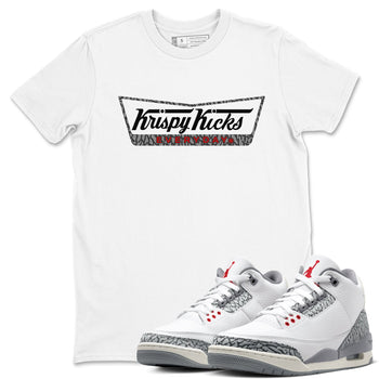 AJ3 Cement Grey shirts to match jordans Krispy Kicks sneaker match tees Air Jordan 3 Cement Grey SNRT Sneaker Tees streetwear brand White 1 unisex cotton tee