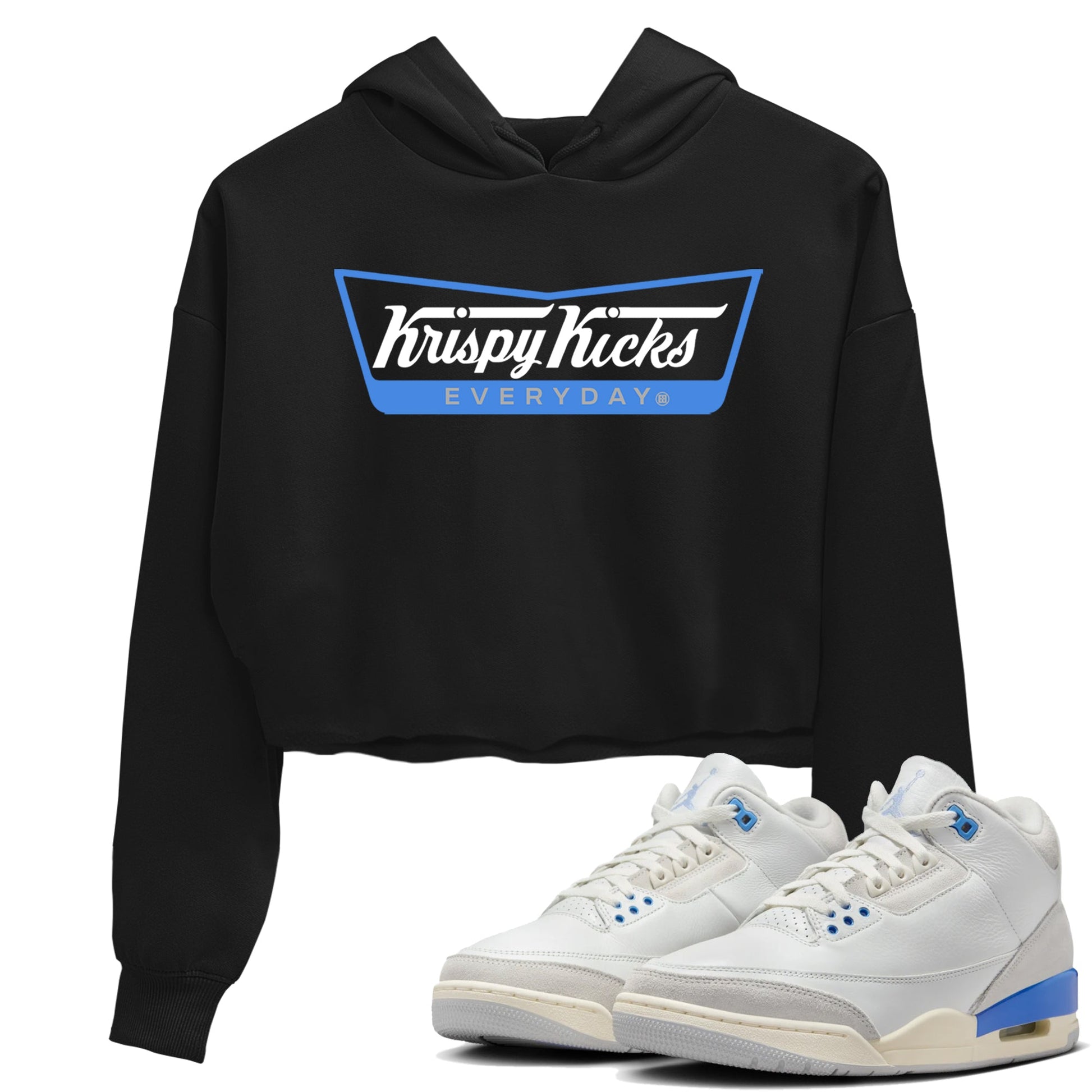 Air Jordan 3 Lucky Shorts shirts to match jordans Krispy Kicks sneaker match tees Air Jordan 3 Retro Lucky Shorts match shoes to clothes SNRT Sneaker Tees unisex cotton Black 1 crop tee