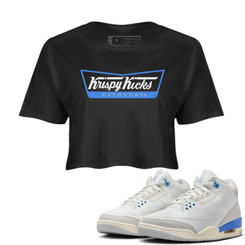 Air Jordan 3 Lucky Shorts shirts to match jordans Krispy Kicks sneaker match tees Air Jordan 3 Retro Lucky Shorts match shoes to clothes SNRT Sneaker Tees unisex cotton Black 1 crop tee
