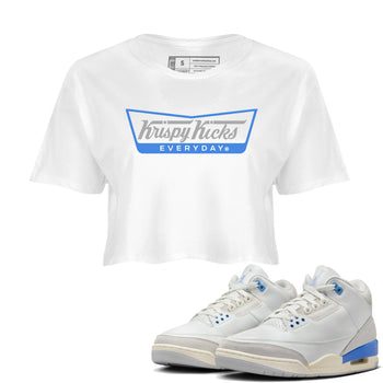 Air Jordan 3 Lucky Shorts shirts to match jordans Krispy Kicks sneaker match tees Air Jordan 3 Retro Lucky Shorts match shoes to clothes SNRT Sneaker Tees unisex cotton White 1 crop tee