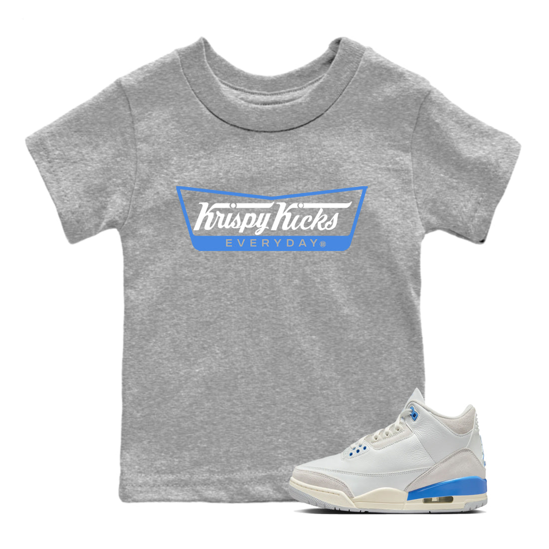 Air Jordan 3 Lucky Shorts shirts to match jordans Krispy Kicks sneaker match tees Air Jordan 3 Retro Lucky Shorts match shoes to clothes SNRT Sneaker Tees Youth Baby Heather Grey 1 tee
