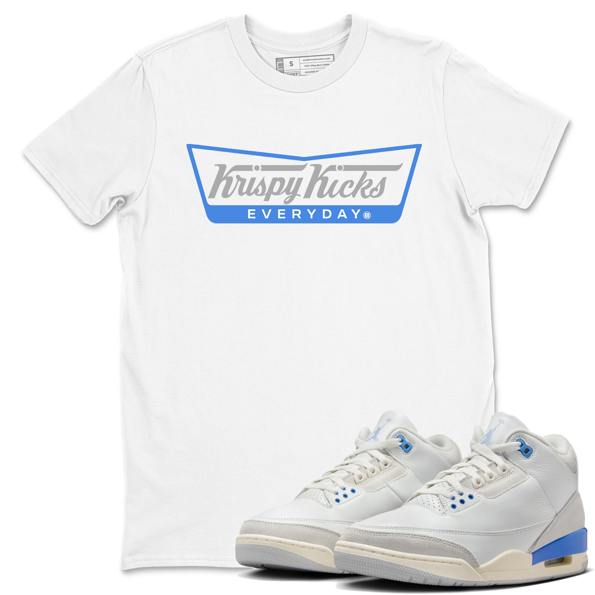 Air Jordan 3 Lucky Shorts shirts to match jordans Krispy Kicks sneaker match tees Air Jordan 3 Retro Lucky Shorts match shoes to clothes SNRT Sneaker Tees unisex cotton White 1 shirts