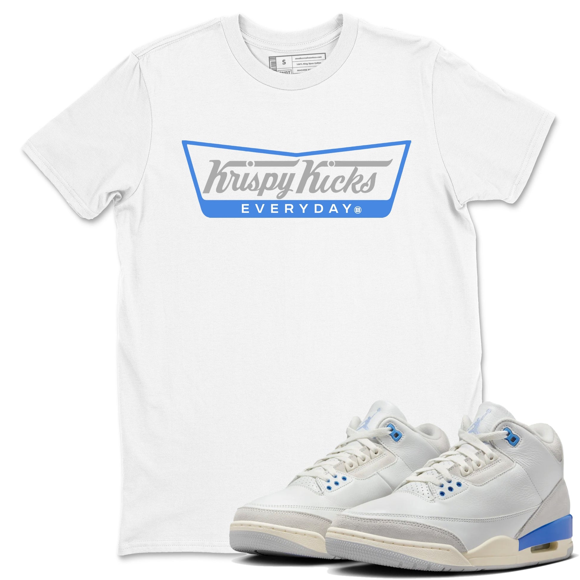 Air Jordan 3 Lucky Shorts shirts to match jordans Krispy Kicks sneaker match tees Air Jordan 3 Retro Lucky Shorts match shoes to clothes SNRT Sneaker Tees unisex cotton White 1 shirts