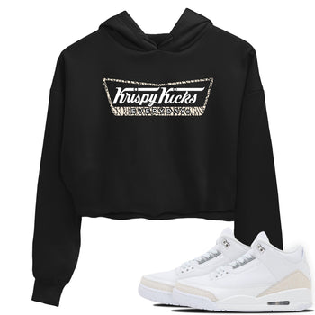 Krispy Kicks womens crop tee made to vibe with the Air Jordan 3 Pure Money sneakers — the perfect match in Black 1.