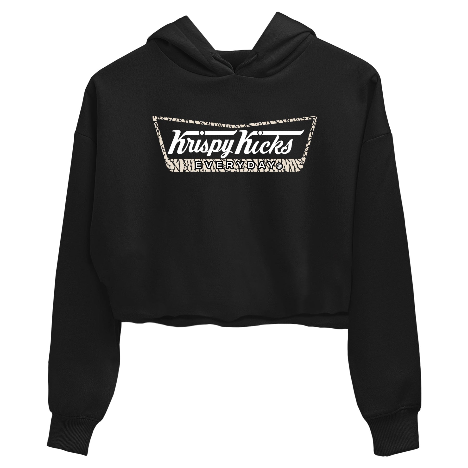 Krispy Kicks womens crop tee made to vibe with the Air Jordan 3 Pure Money sneakers — the perfect match in Black 2.