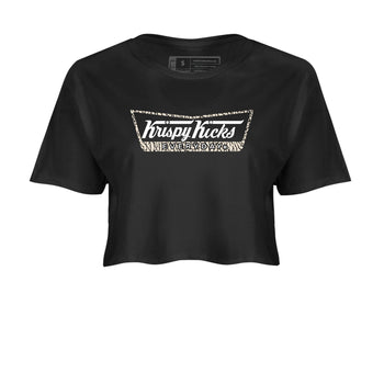 Krispy Kicks womens crop tee made to vibe with the Air Jordan 3 Pure Money sneakers — the perfect match in Black 2.