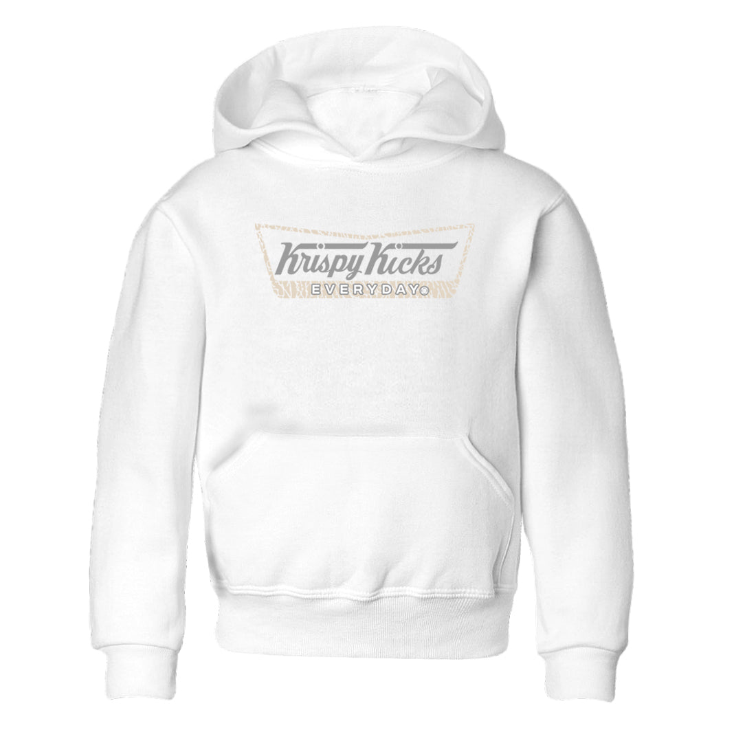Krispy Kicks baby and kids t-shirt crafted for little sneakerheads to shine with the Air Jordan 3 Pure Money sneakers, displayed in White 2.