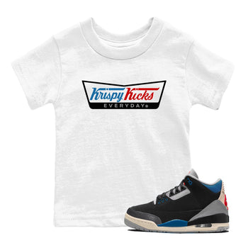 AJ3 Rare Air Graphic shirts Krispy Kicks shirts Air Jordan 3 Rare Air best t-shirts to wear with jordans SNRT Sneaker Tees Youth Baby White 1 tee