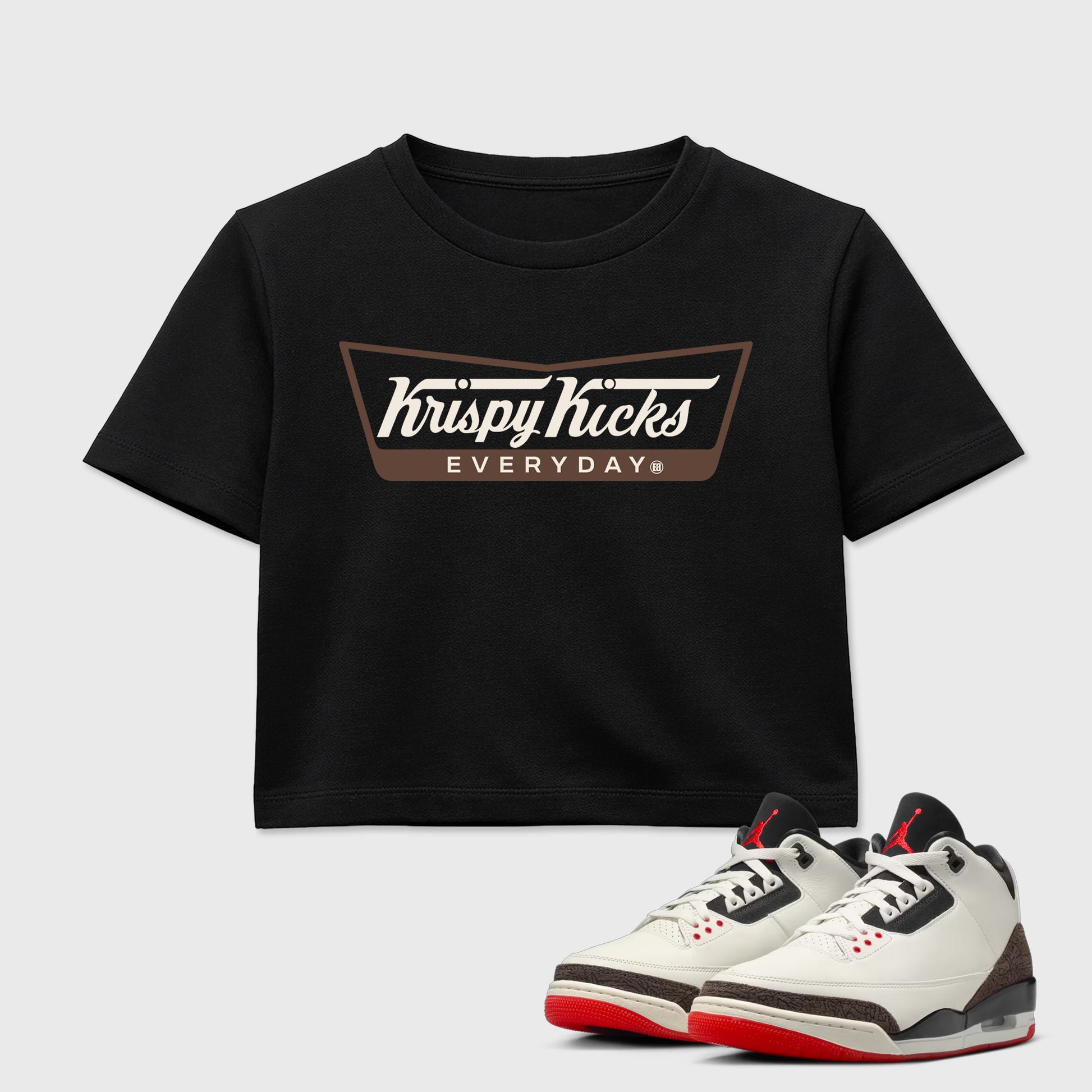 Sneakerfit Streetwear outfit, Sneaker Tees To Match Air Jordan 3 World's Best Dad – Krispy Kicks Crop T-Shirt Black 1
