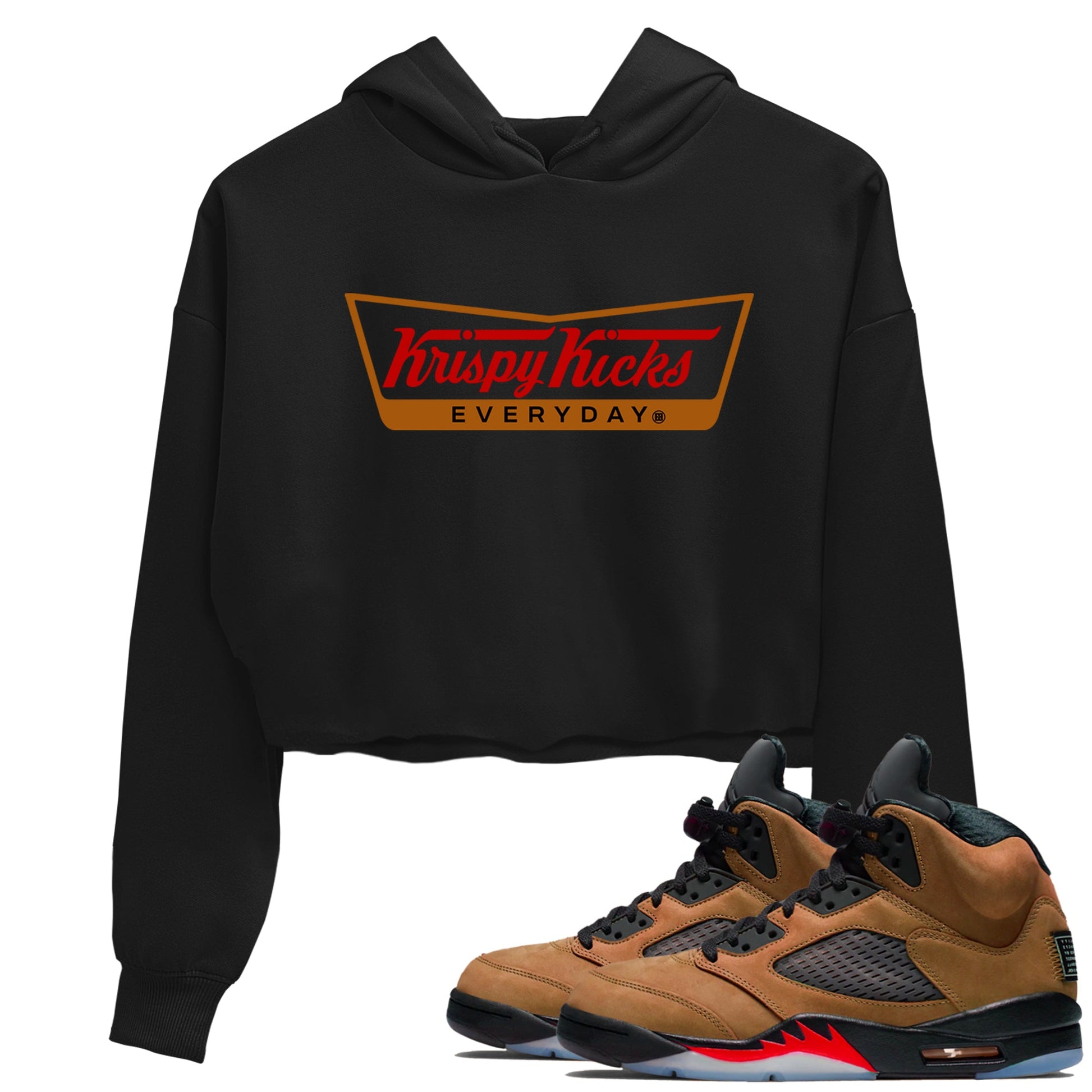 5s Archaeo Brown shirts to match jordans Krispy Kicks sneaker match tees Air Jordan 5 Archaeo Brown SNRT Sneaker Release Tees unisex cotton Black 1 Crop Shirts