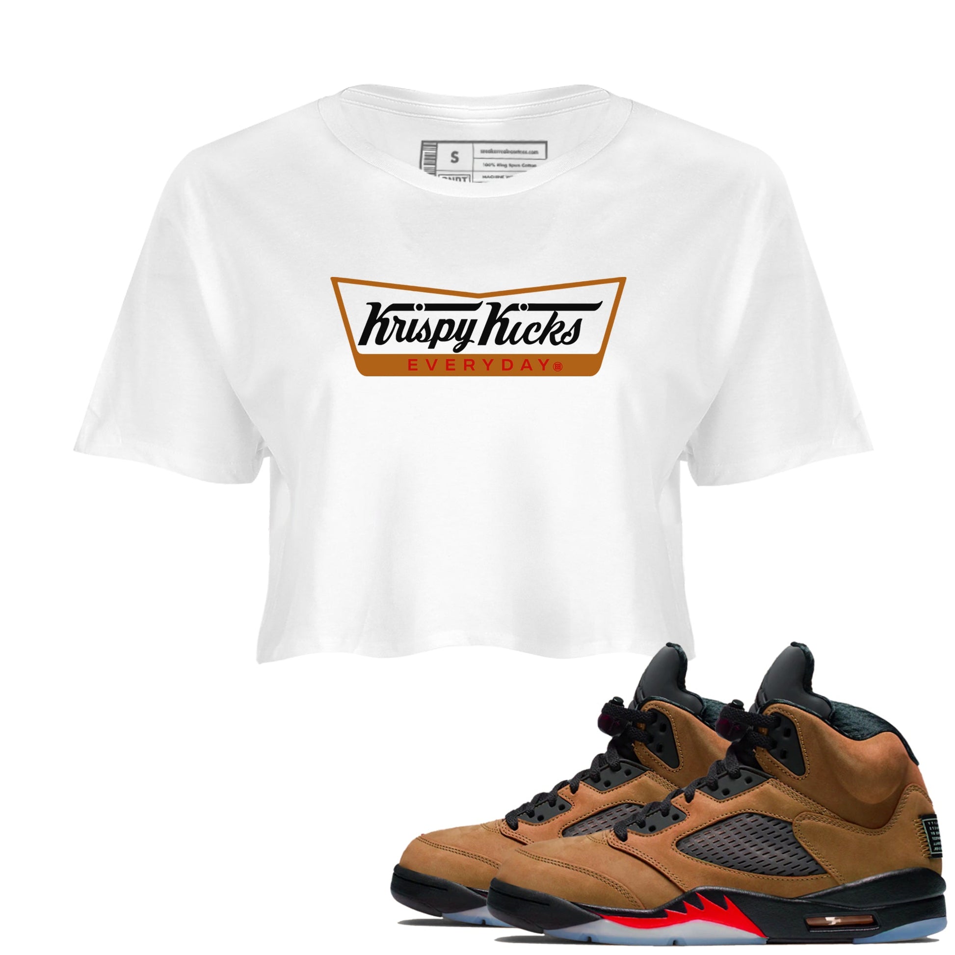 5s Archaeo Brown shirts to match jordans Krispy Kicks sneaker match tees Air Jordan 5 Archaeo Brown SNRT Sneaker Release Tees unisex cotton White 1 Crop Shirts