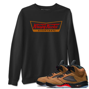 5s Archaeo Brown shirts to match jordans Krispy Kicks sneaker match tees Air Jordan 5 Archaeo Brown SNRT Sneaker Release Tees unisex cotton Black 1 crew neck shirts