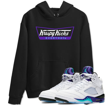 Air Jordan 5 Grape Graphic shirts Krispy Kicks shirts 5 Retro Grape best t-shirts to wear with jordans SNRT Sneaker Tees unisex cotton Black 1 shirts