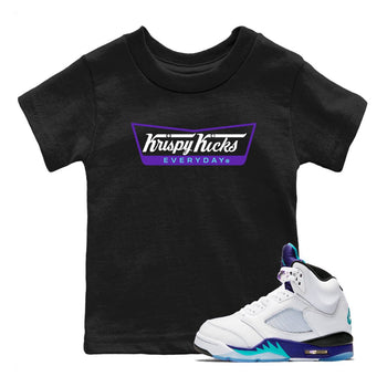 Air Jordan 5 Grape Graphic shirts Krispy Kicks shirts 5 Retro Grape best t-shirts to wear with jordans SNRT Sneaker Tees Youth Baby Black 1 tee
