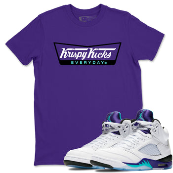 Air Jordan 5 Grape Graphic shirts Krispy Kicks shirts 5 Retro Grape best t-shirts to wear with jordans SNRT Sneaker Tees unisex cotton Purple 1 shirts
