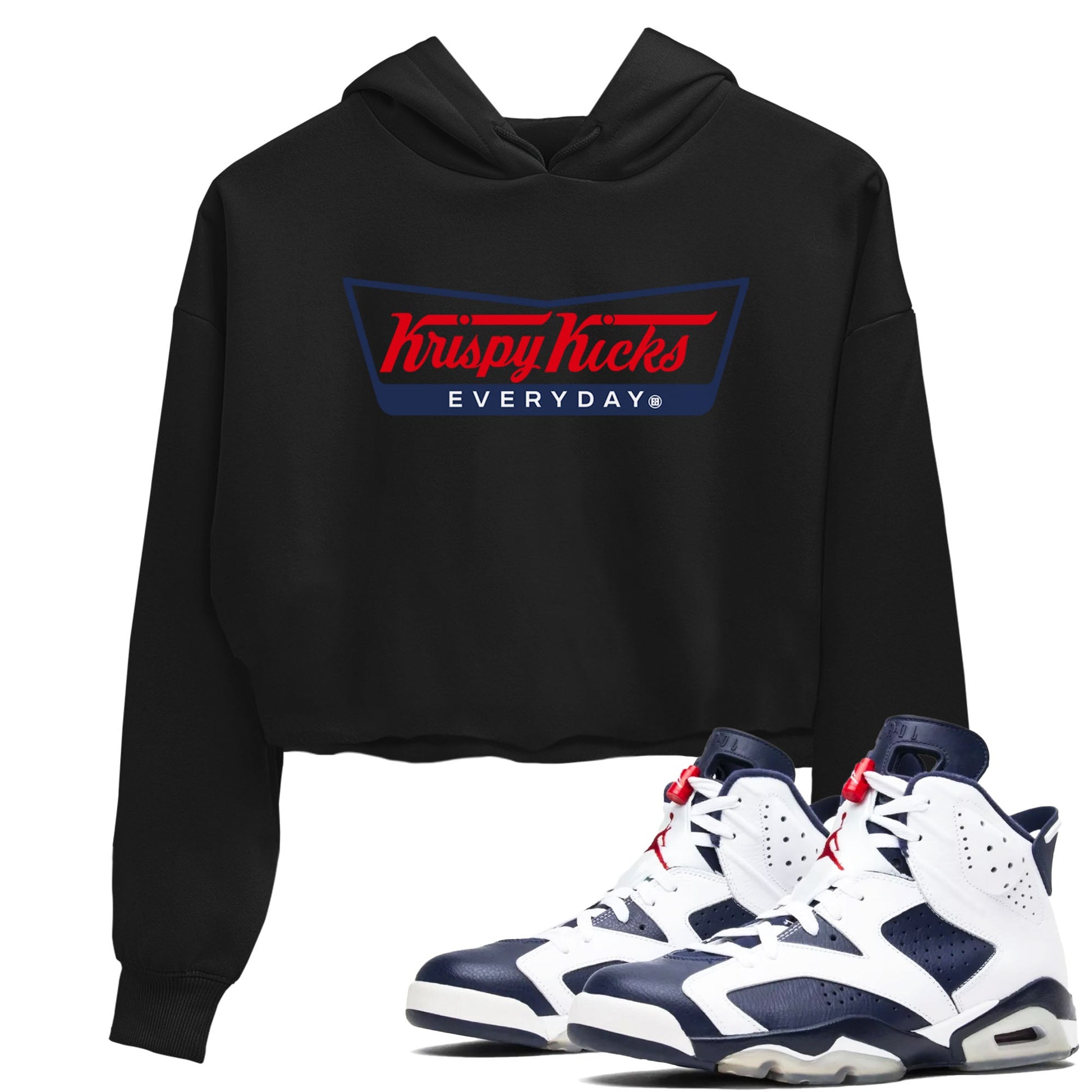 6s Olympic shirts to match jordans Krispy Kicks sneaker match tees Air Jordan 6 Olympic SNRT Sneaker Tees streetwear brand Black 1 crop tee