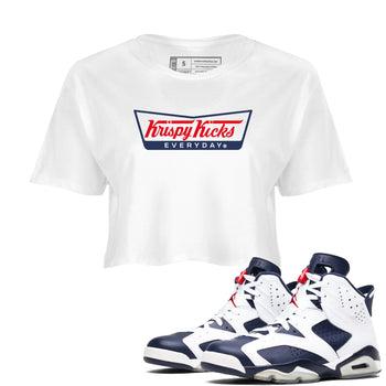 6s Olympic shirts to match jordans Krispy Kicks sneaker match tees Air Jordan 6 Olympic SNRT Sneaker Tees streetwear brand White 1 crop tee