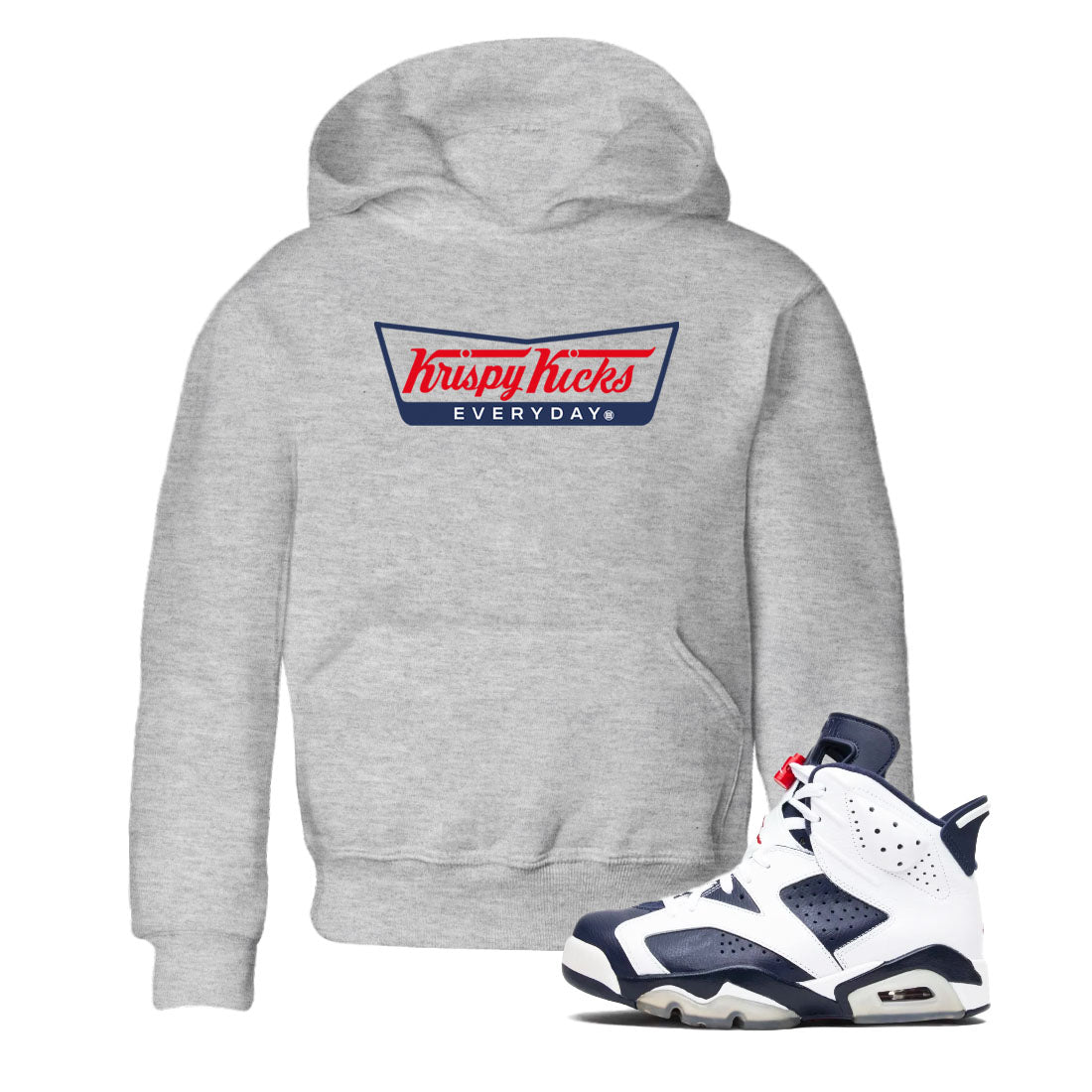 6s Olympic shirts to match jordans Krispy Kicks sneaker match tees Air Jordan 6 Olympic SNRT Sneaker Tees streetwear brand Baby and Youth Heather Grey 1 cotton tee