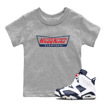 6s Olympic shirts to match jordans Krispy Kicks sneaker match tees Air Jordan 6 Olympic SNRT Sneaker Tees streetwear brand Baby and Youth Heather Grey 1 cotton tee