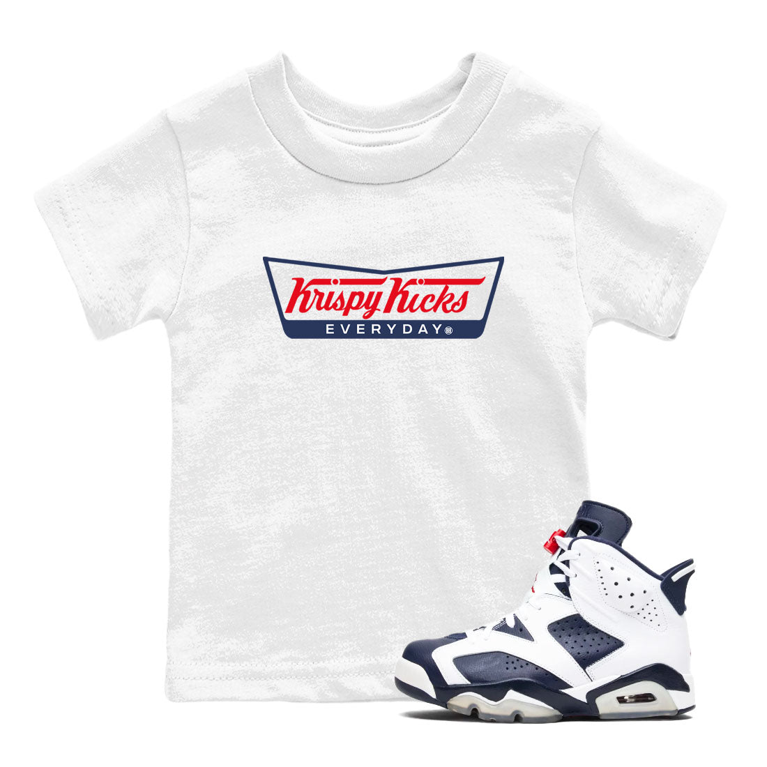 6s Olympic shirts to match jordans Krispy Kicks sneaker match tees Air Jordan 6 Olympic SNRT Sneaker Tees streetwear brand Baby and Youth White 1 cotton tee