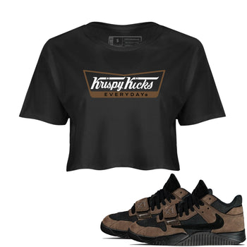 Jordan Jumpman Jack TR Travis Scott Dark Mocha shirts to match jordans Krispy Kicks sneaker match tees Jordan Jumpman Jack Travis Scott Dark Mocha match shoes to clothes SNRT Sneaker Tees unisex cotton Black 1 crop tee