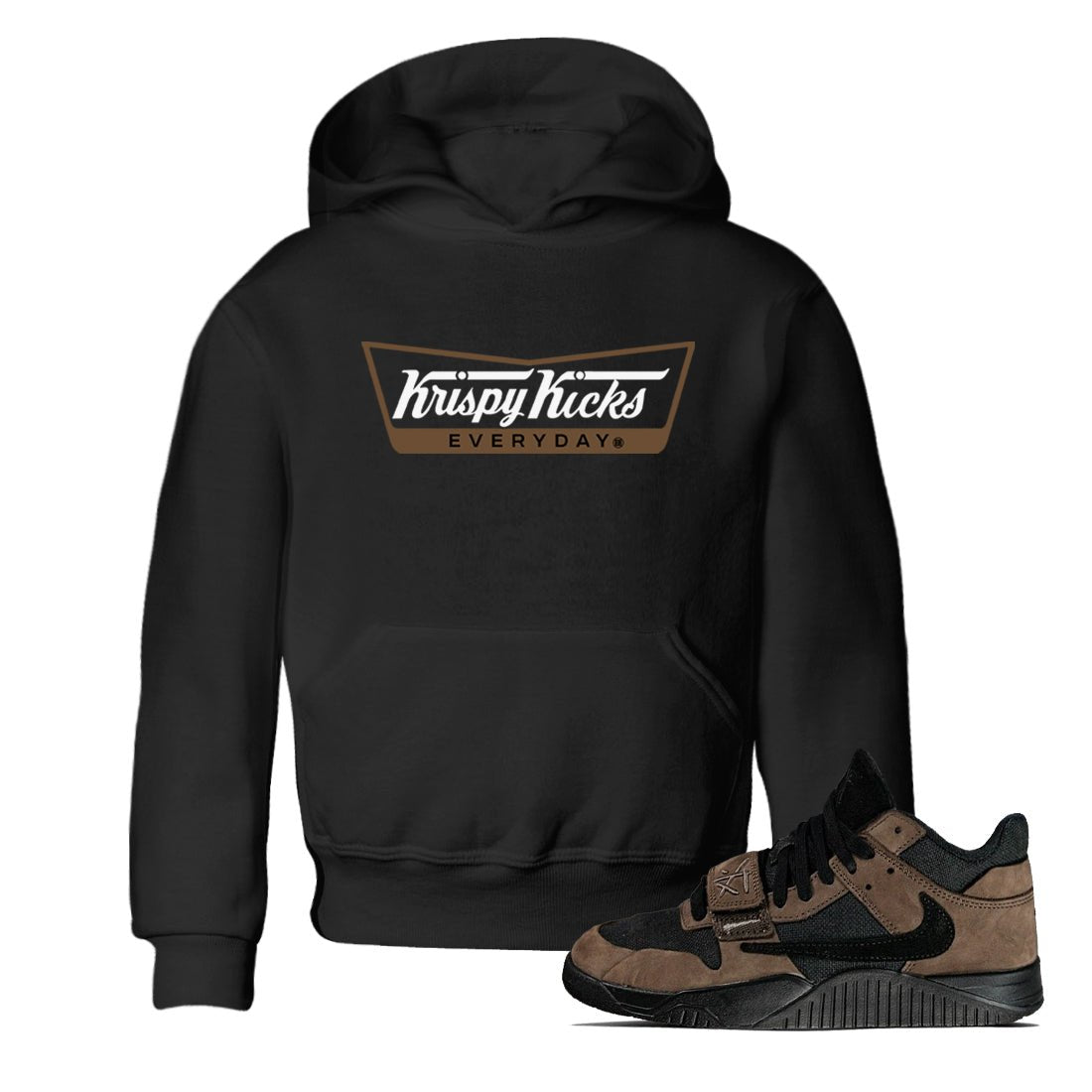 Jordan Jumpman Jack TR Travis Scott Dark Mocha shirts to match jordans Krispy Kicks sneaker match tees Jordan Jumpman Jack Travis Scott Dark Mocha match shoes to clothes SNRT Sneaker Tees Youth Baby Black 1 tee