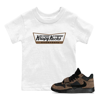 Jordan Jumpman Jack TR Travis Scott Dark Mocha shirts to match jordans Krispy Kicks sneaker match tees Jordan Jumpman Jack Travis Scott Dark Mocha match shoes to clothes SNRT Sneaker Tees Youth Baby White 1 tee