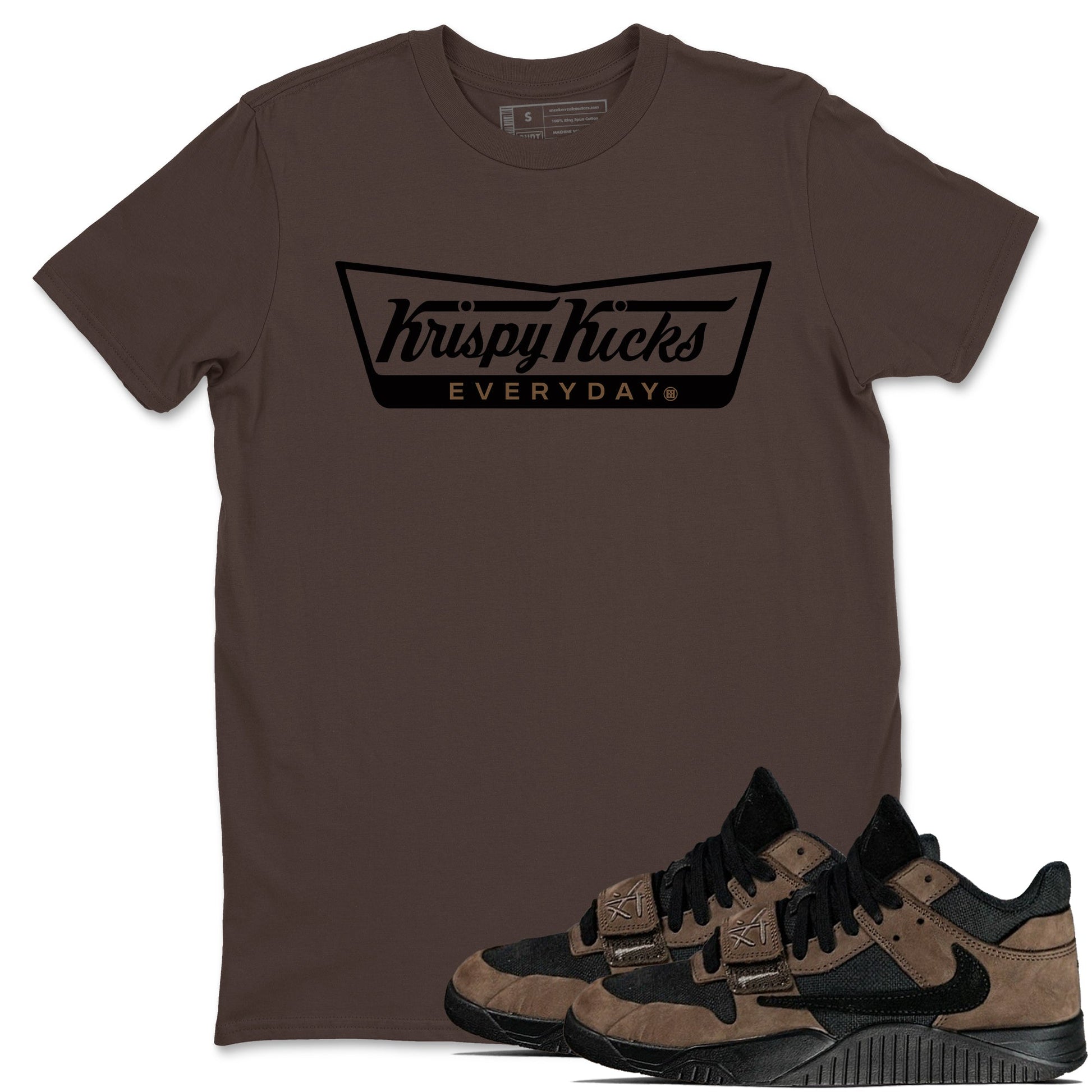 Jordan Jumpman Jack TR Travis Scott Dark Mocha shirts to match jordans Krispy Kicks sneaker match tees Jordan Jumpman Jack Travis Scott Dark Mocha match shoes to clothes SNRT Sneaker Tees unisex cotton Dark Chocolate 1 shirts
