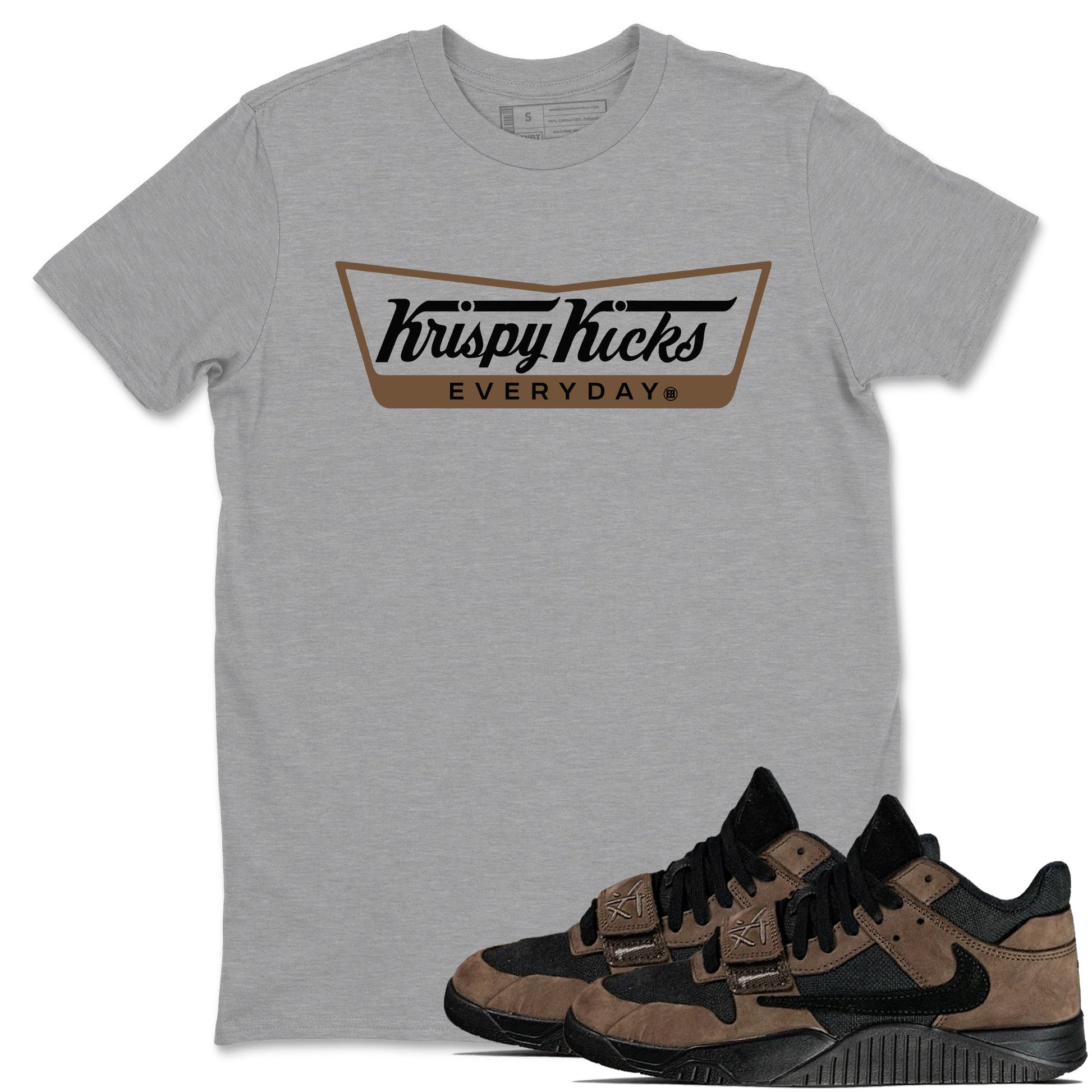 Jordan Jumpman Jack TR Travis Scott Dark Mocha shirts to match jordans Krispy Kicks sneaker match tees Jordan Jumpman Jack Travis Scott Dark Mocha match shoes to clothes SNRT Sneaker Tees unisex cotton Heather Grey 1 shirts