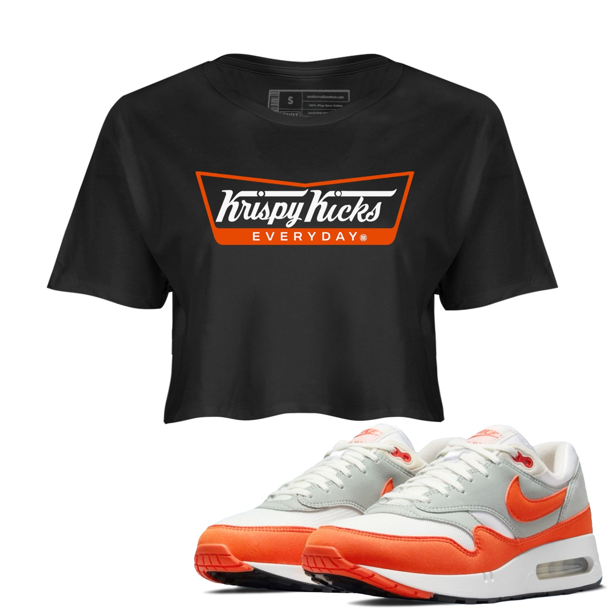 Air Max 1 OG '86 'Summit White and Cosmic Clay shirts to match jordans Krispy Kicks sneaker match tees Air Max 1 Cosmic Clay match shoes to clothes SNRT Sneaker Tees unisex cotton Black 1 crop tee