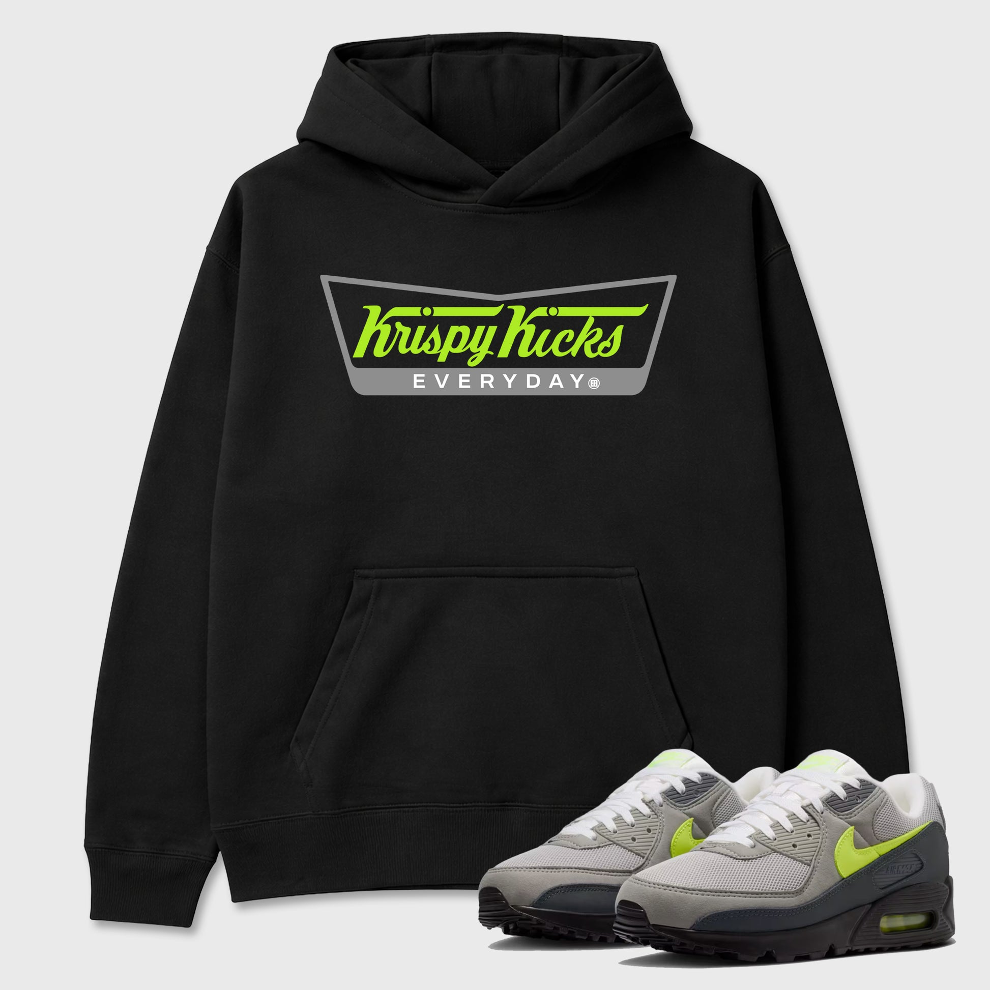 Sneaker match tees – Sneaker Tees To Match Air Max 90 Neon Yellow Shoes – Krispy Kicks Tee Black 1