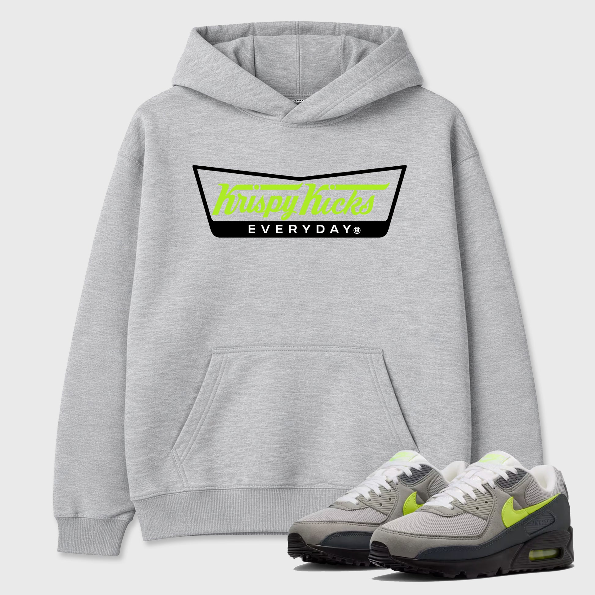 Sneaker match tees – Sneaker Tees To Match Air Max 90 Neon Yellow Shoes – Krispy Kicks Tee Heather Grey 1