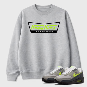 Sneaker match tees – Sneaker Tees To Match Air Max 90 Neon Yellow Shoes – Krispy Kicks Tee Heather Grey 1