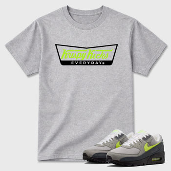 Sneaker match tees – Sneaker Tees To Match Air Max 90 Neon Yellow Shoes – Krispy Kicks Tee Heather Grey 1
