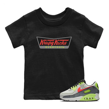 Sneaker Threads – Sneaker Tees To Match Air Max 90 Spruce Aura and Ghost Green – Krispy Kicks Youth Graphic Tee Black 1. Perfect for Jordan releases 2025 colorways.
