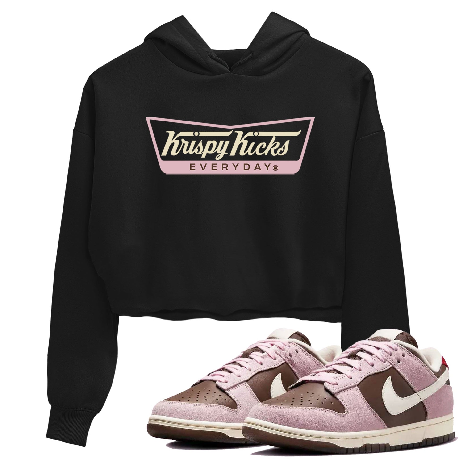 Dunk Cacao Wow And Pink Foam shirts to match jordans Krispy Kicks sneaker match tees Dunk Cacao Wow And Pink Foam SNRT Sneaker Tees streetwear brand Black 1 crop tee