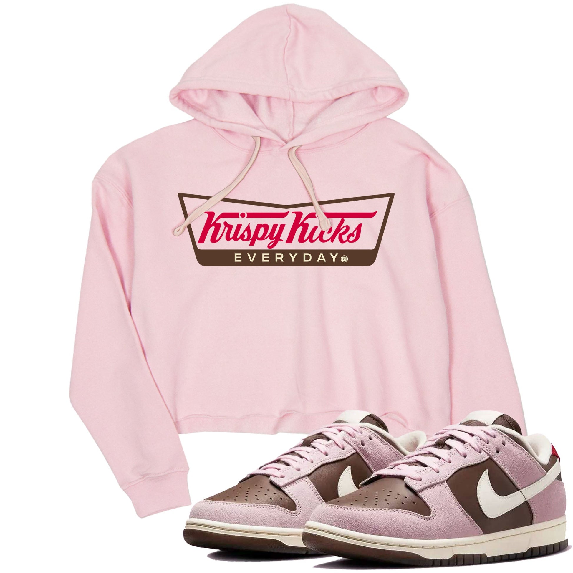 Dunk Cacao Wow And Pink Foam shirts to match jordans Krispy Kicks sneaker match tees Dunk Cacao Wow And Pink Foam SNRT Sneaker Tees streetwear brand Pink 1 crop tee